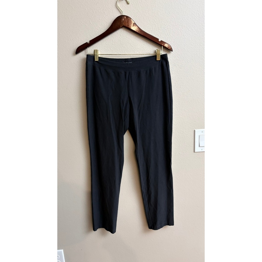 Eileen Fisher‎ Pants S/P Black Viscose Blend Stretch Ankle Trousers Minimalist